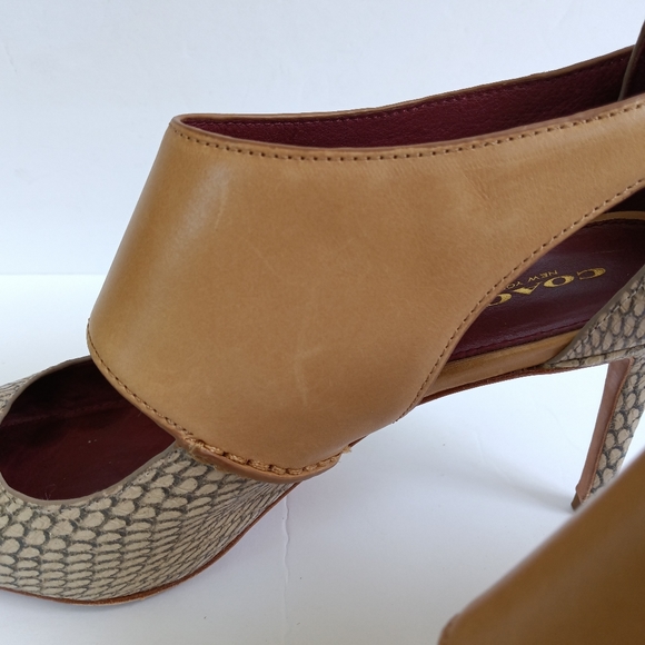 Coach Vanda Print Snake & Calf Leather s/Q4678 Beige/Maple Size 8.5M - Picture 5 of 16